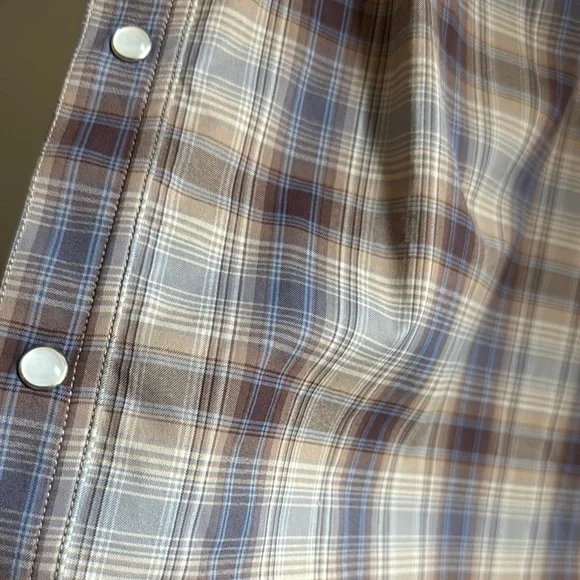 Blue & Brown Plaid Casual Button Down Shirt - Picture 7 of 7